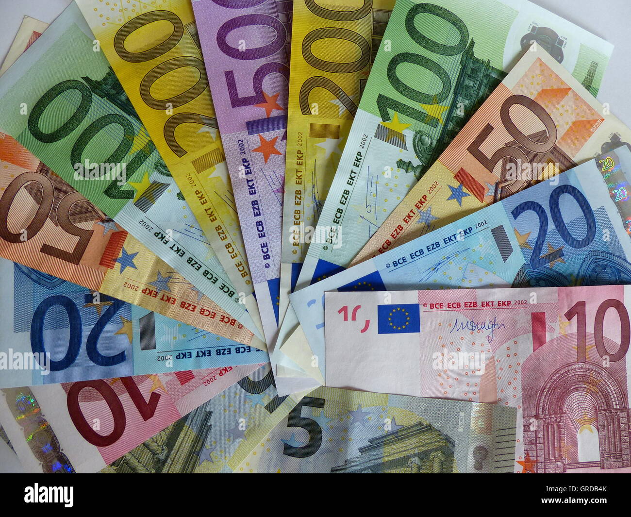 Alcune delle banconote in euro Foto Stock