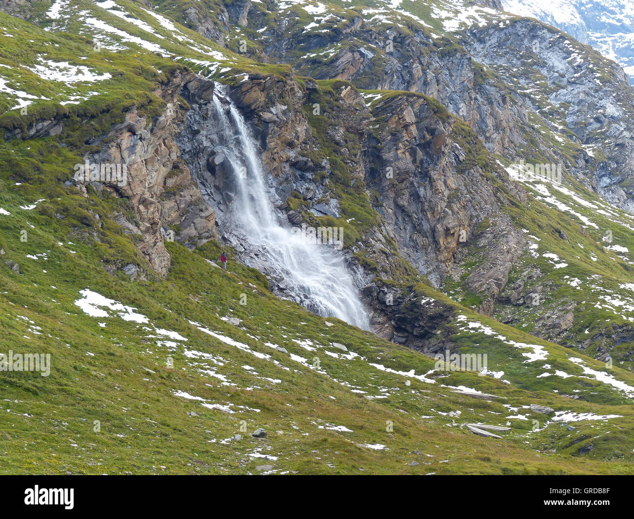 Cascata sulla Strada alpina del Grossglockner, Austria Foto Stock