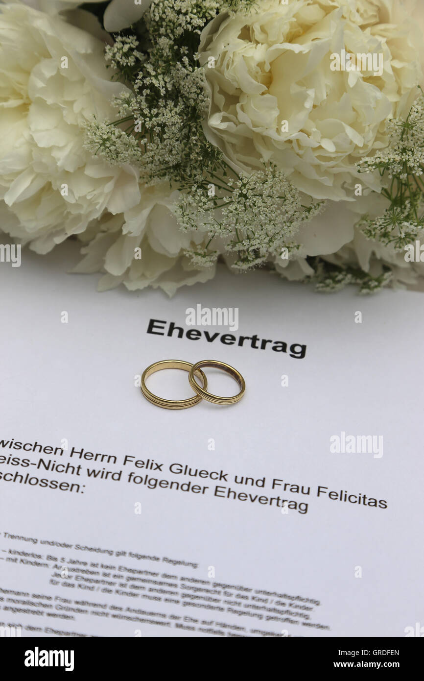 Simbolo per matrimoni, accordo prematrimoniali, schema di merci Foto Stock