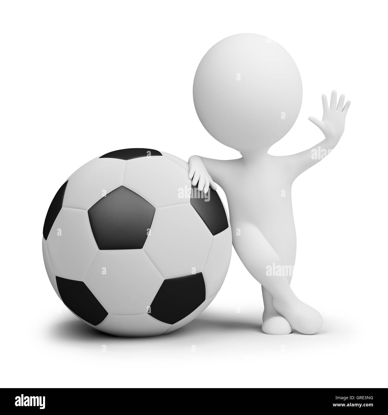 3d piccolo popolo - il Calciatore con la palla grande Foto Stock