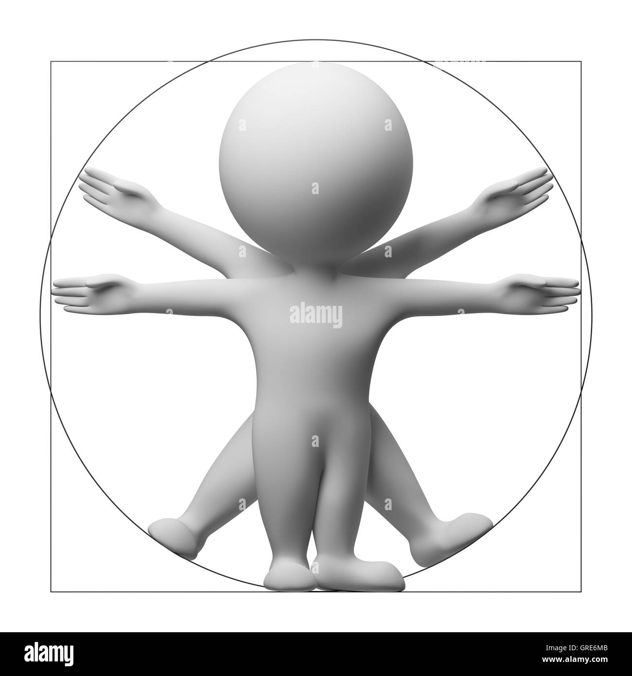 3d piccolo popolo - uomo vitruviano Foto Stock