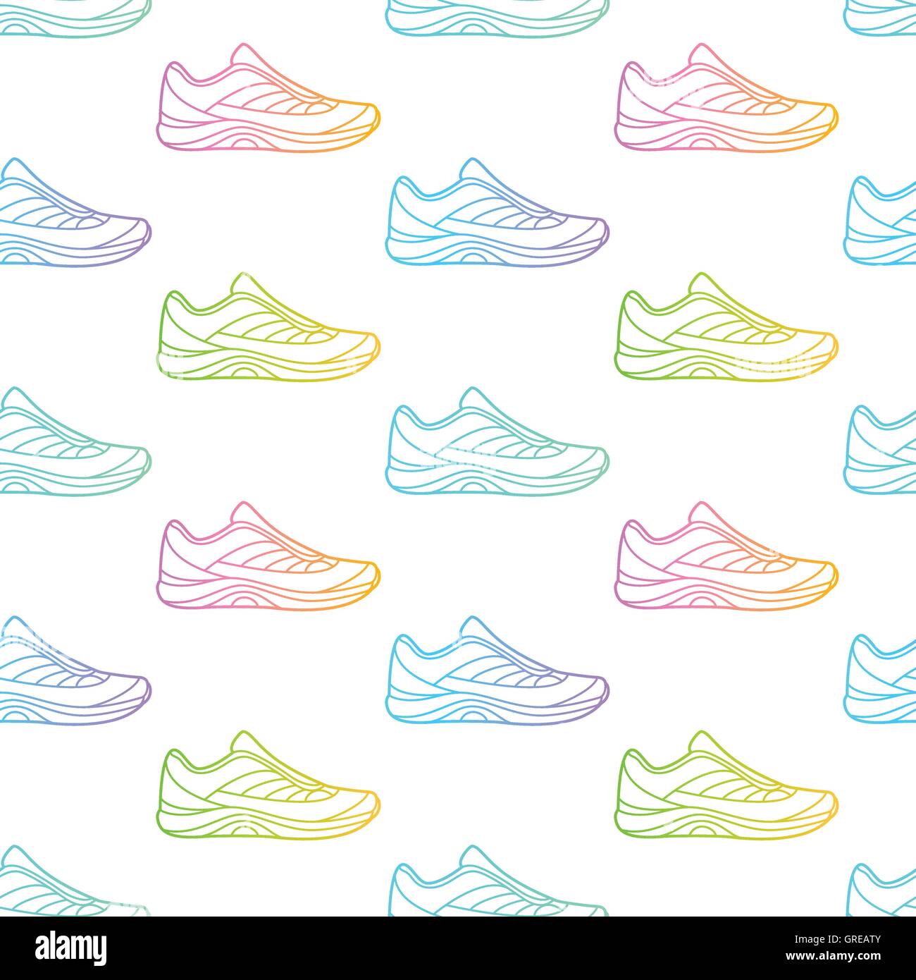 Seamless pattern fatta di sneakers su sfondo bianco Illustrazione Vettoriale