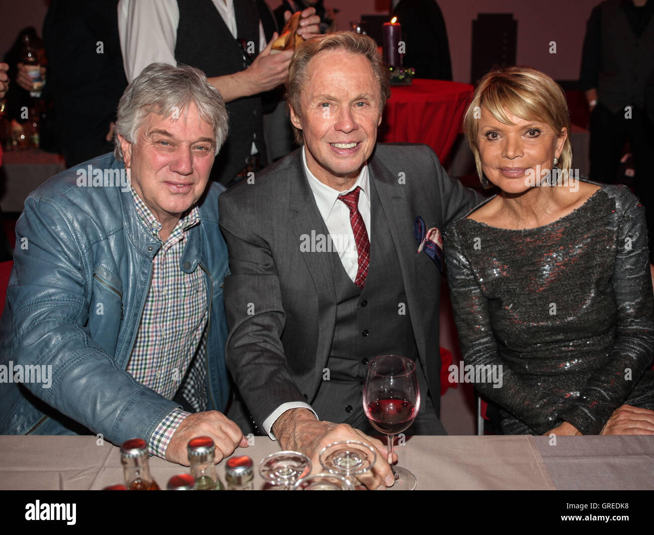 Musicista Rolf Zuckowski, cantante Peter Kraus e attrice Uschi Glas durante l Avvento Festival delle Luci 100.000 2015 a Suhl Foto Stock