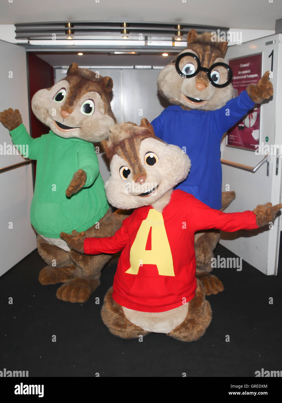 Alvin e Chipmunks Chip su strada Cinemaxx Magdeburg Foto Stock