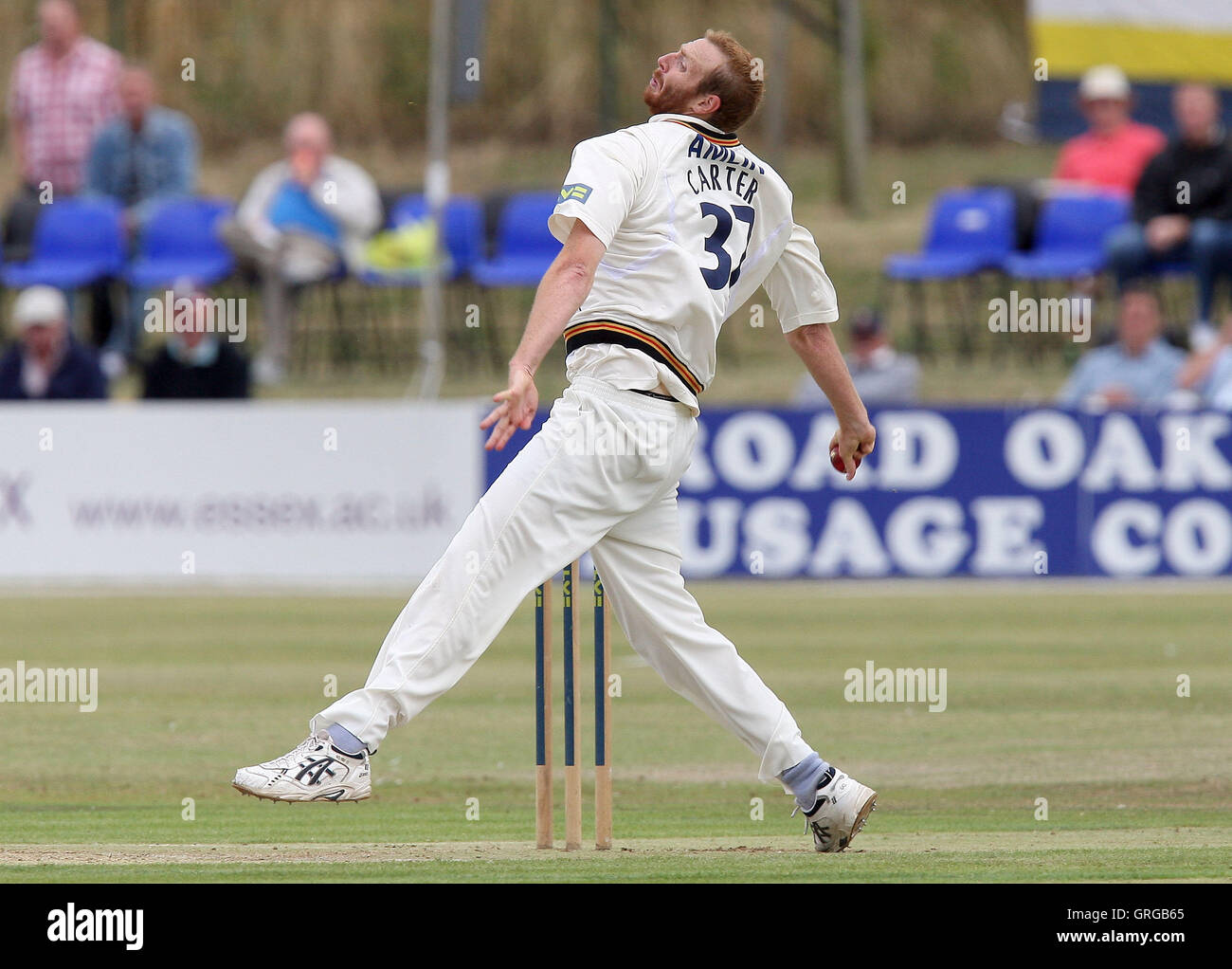 Andy Carter in azione di bowling per Essex - Essex CCC vs Warwickshire CCC - LV County Championship Division One a Garon Park, Southend-on-Sea, Essex - 05/08/10 Foto Stock