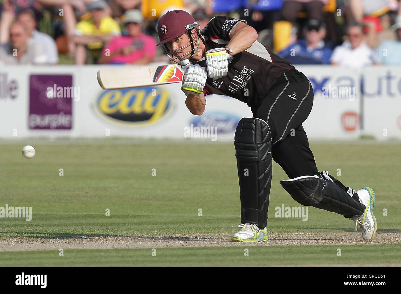 Nick Compton del Somerset hits out - Essex Eagles vs Somerset - Banca di Clydesdale CB40 Cricket a Garon Park, Southend-on-Sea, Essex - 31/07/11 Foto Stock