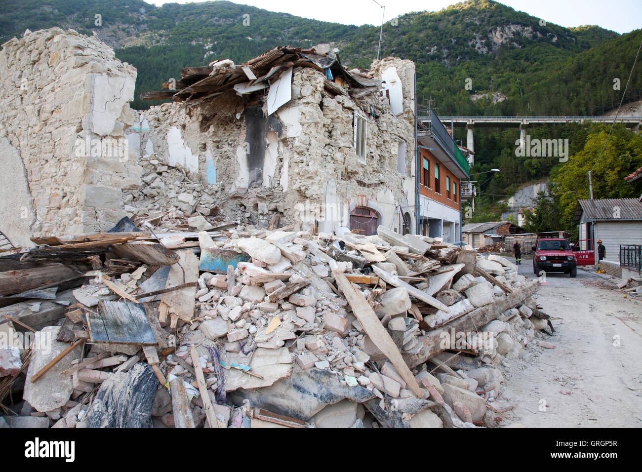 L'Europa, Italia, Marche, Pescara del Tronto, terremoto del 24 agosto 2016 Foto Stock