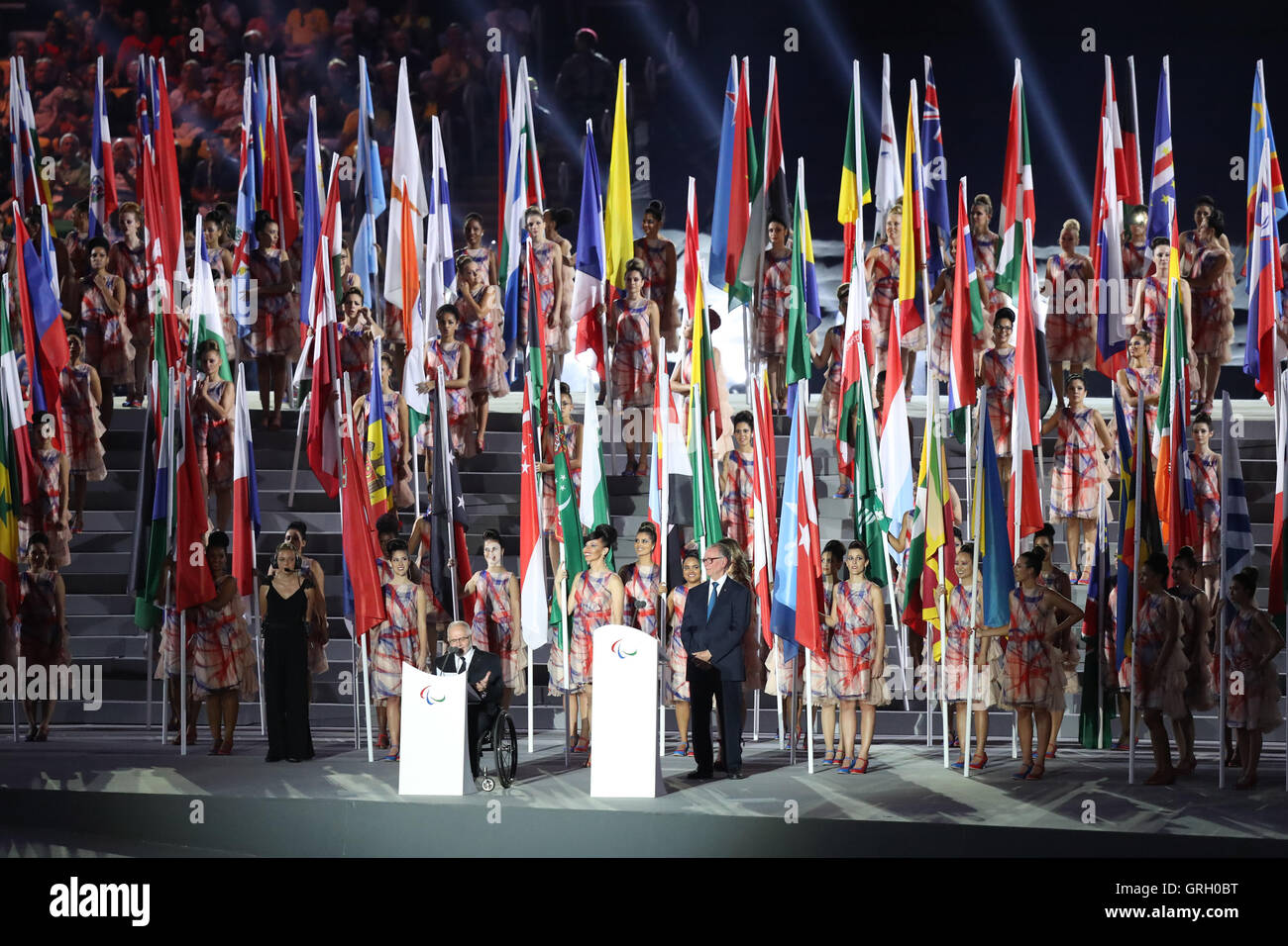 Rio De Janeiro, Brasile. Il 7 settembre, 2016. Philip Craven, 7 settembre 2016 : alla cerimonia di apertura per Maracana durante il Rio 2016 Giochi Paralimpici di Rio de Janeiro in Brasile. Credito: Shingo Ito/AFLO/Alamy Live News Foto Stock