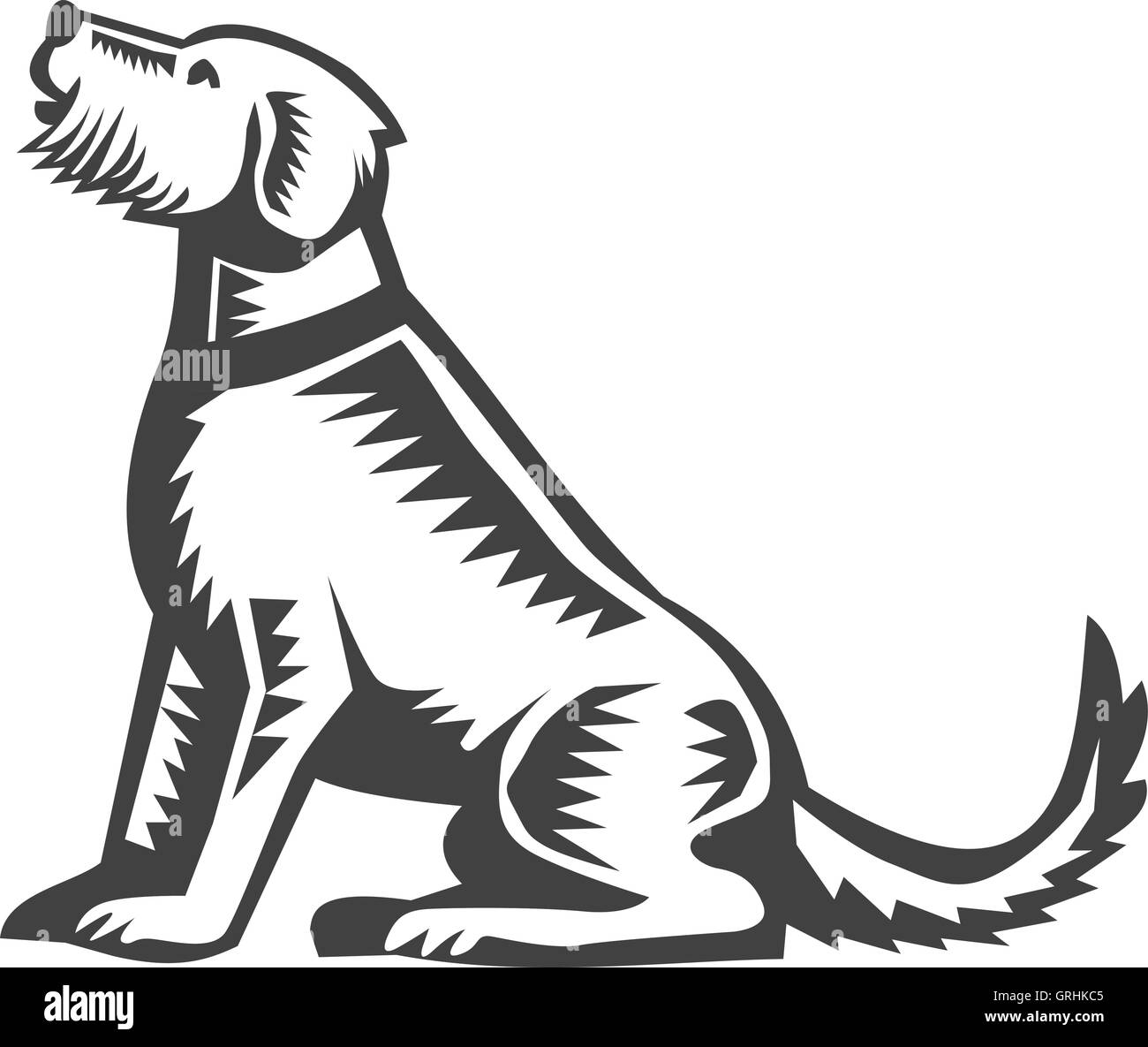 Welsh Terrier seduta xilografia Illustrazione Vettoriale