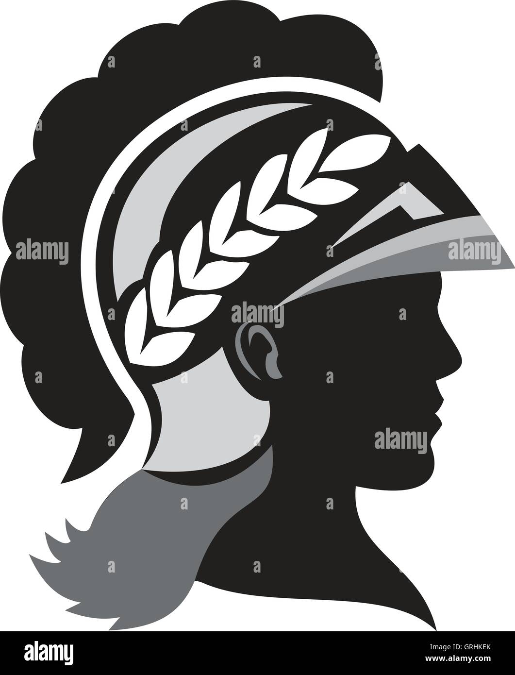 Minerva testa lato Silhouette retrò Illustrazione Vettoriale