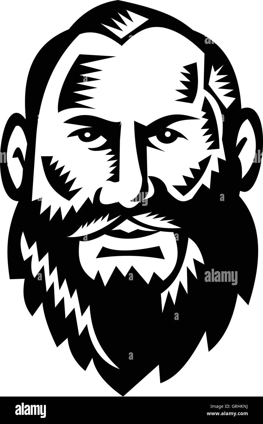 Maschio barba grande xilografia Illustrazione Vettoriale
