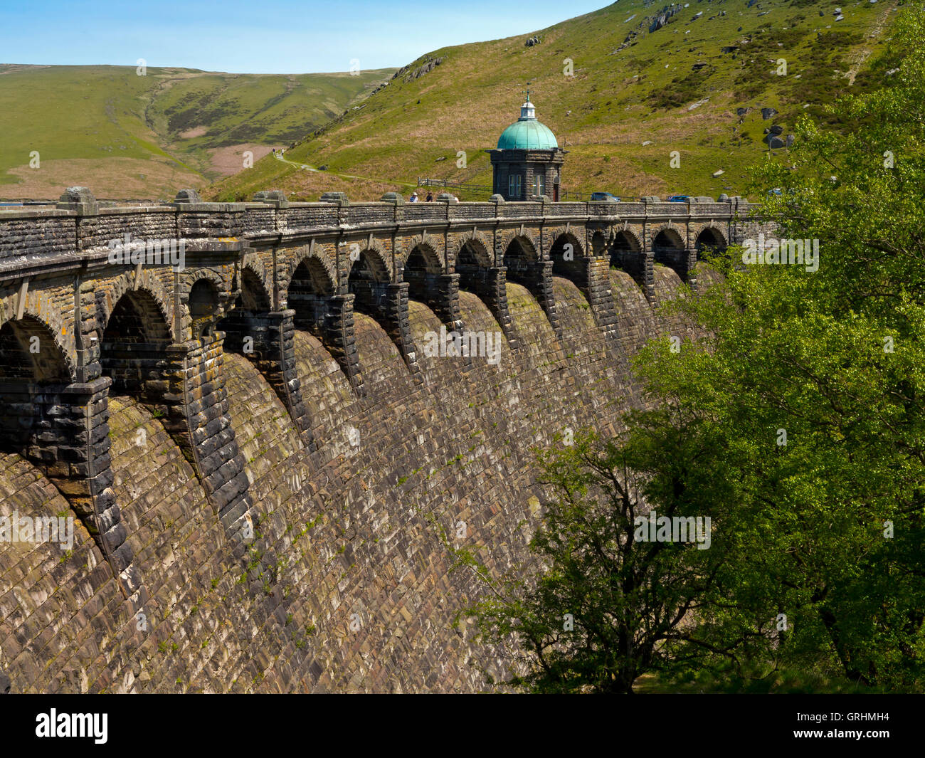 Craig Goch diga nella valle di Elan sistema di serbatoi Powys Wales UK costruito per la fornitura di acqua per la città di Birmingham Inghilterra Foto Stock