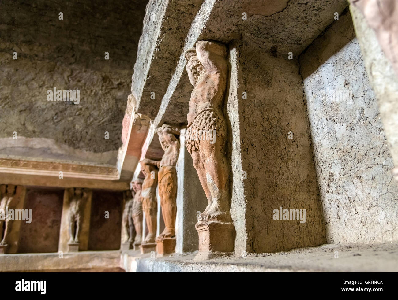 Interno del Stabian bagni in Pompei Foto Stock