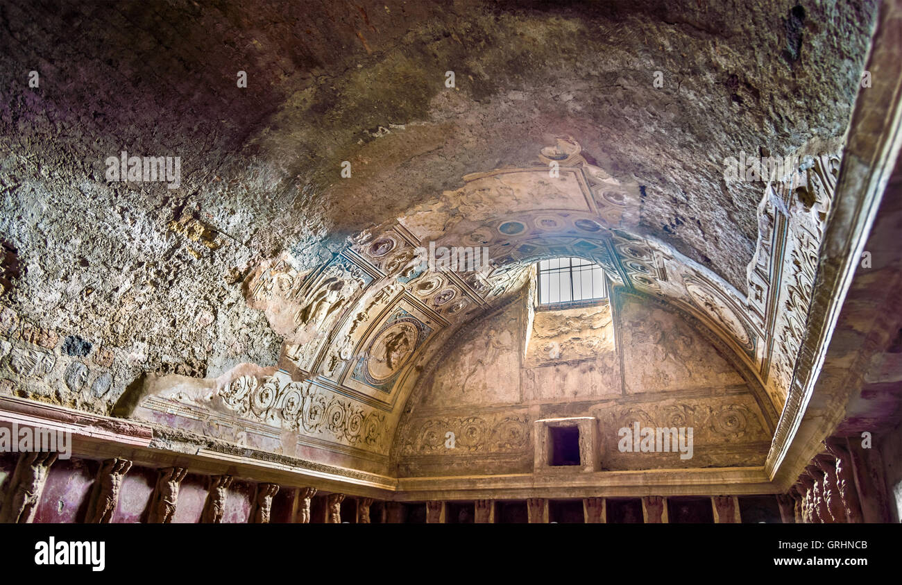 Interno del Stabian bagni in Pompei Foto Stock