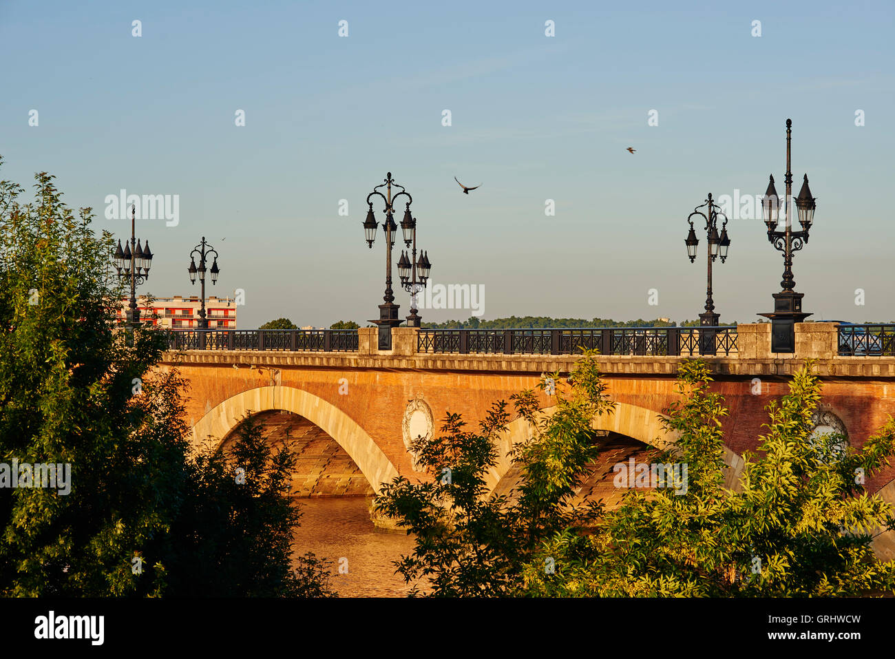 Pont de Pierre (Ponte di Pietra) Bordeaux, Gironde, Aquitania, in Francia, in Europa Foto Stock