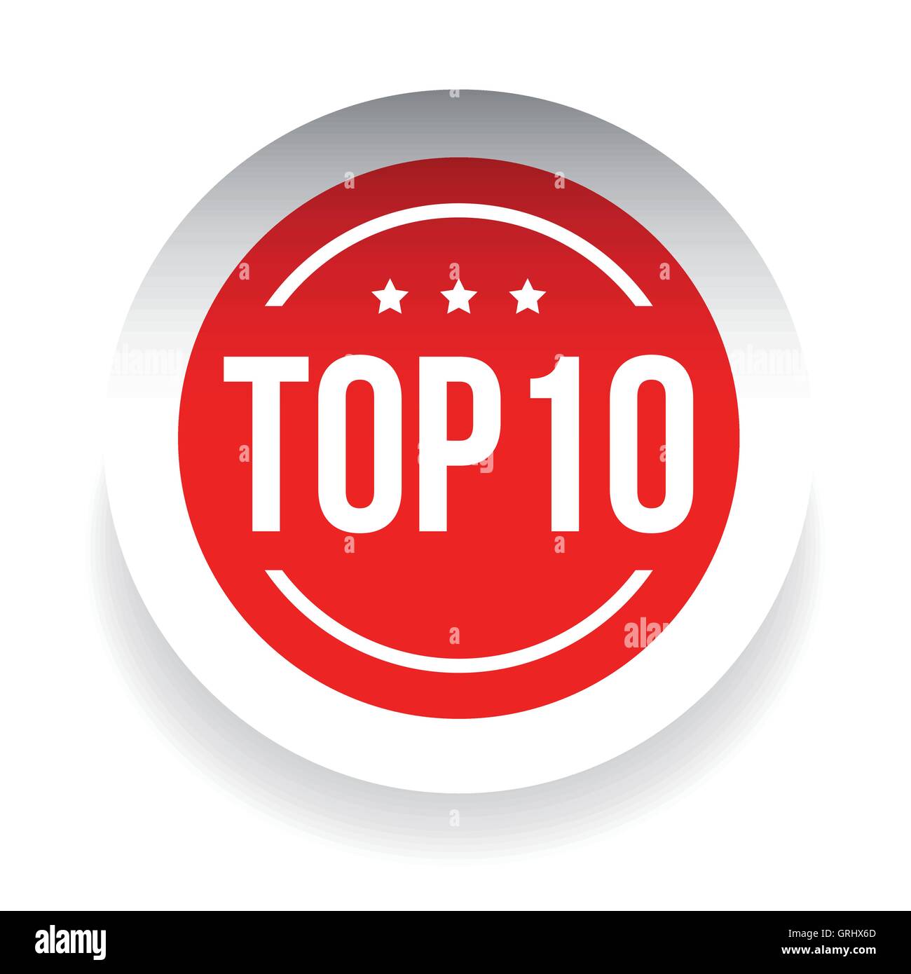 Top 10 etichetta vettore rosso Illustrazione Vettoriale