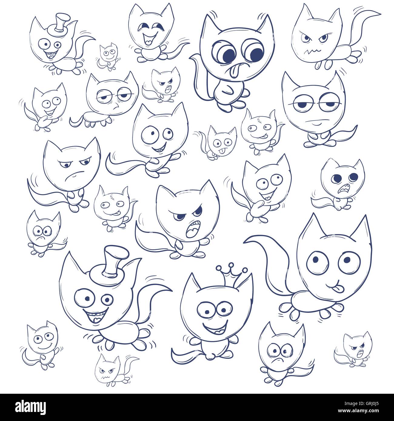 Gatti divertenti contorno. Adatto per bambini storie e racconti. Vettore Illustrazione Vettoriale