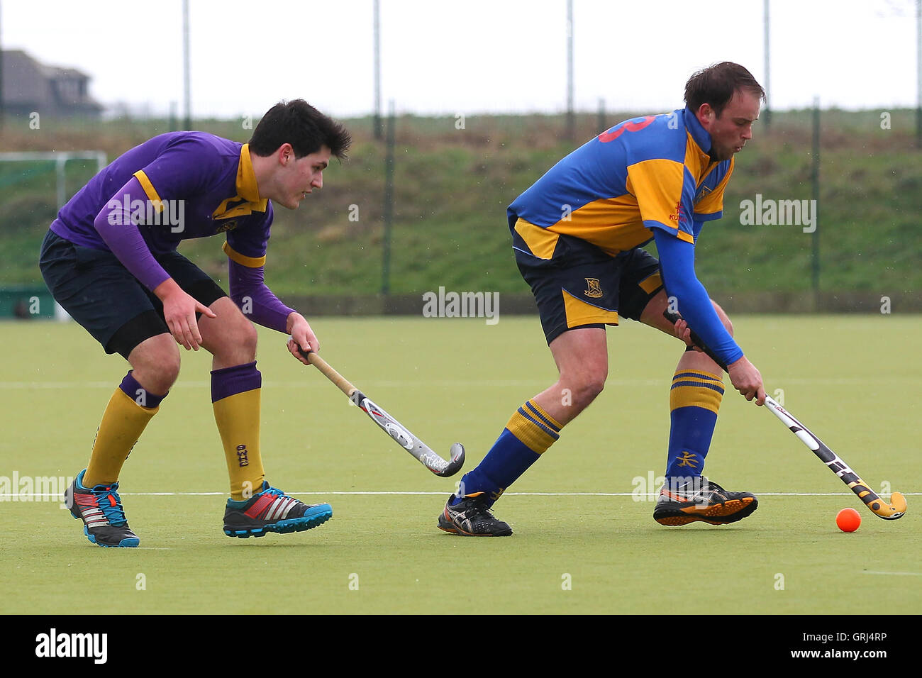 Upminster HC 3° XI vs Saffron Walden HC 3° XI, Regione Est Campionato di Hockey su Prato presso la società di revisione Coopers e Coborn School, Upminster, Inghilterra il 13/02/2016 Foto Stock