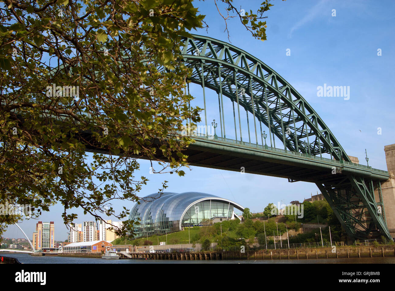 Tyne Bridge e salvia,NewcastleGateshead quayside Foto Stock