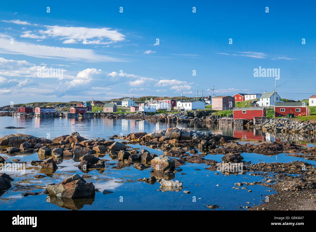 Il villaggio di pescatori di brandeggio, isola di Fogo, Terranova e Labrador, Canada. Foto Stock