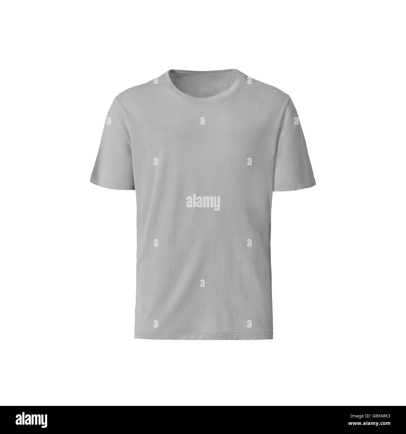 Il grigio neutro t-shirt su sfondo bianco Foto Stock