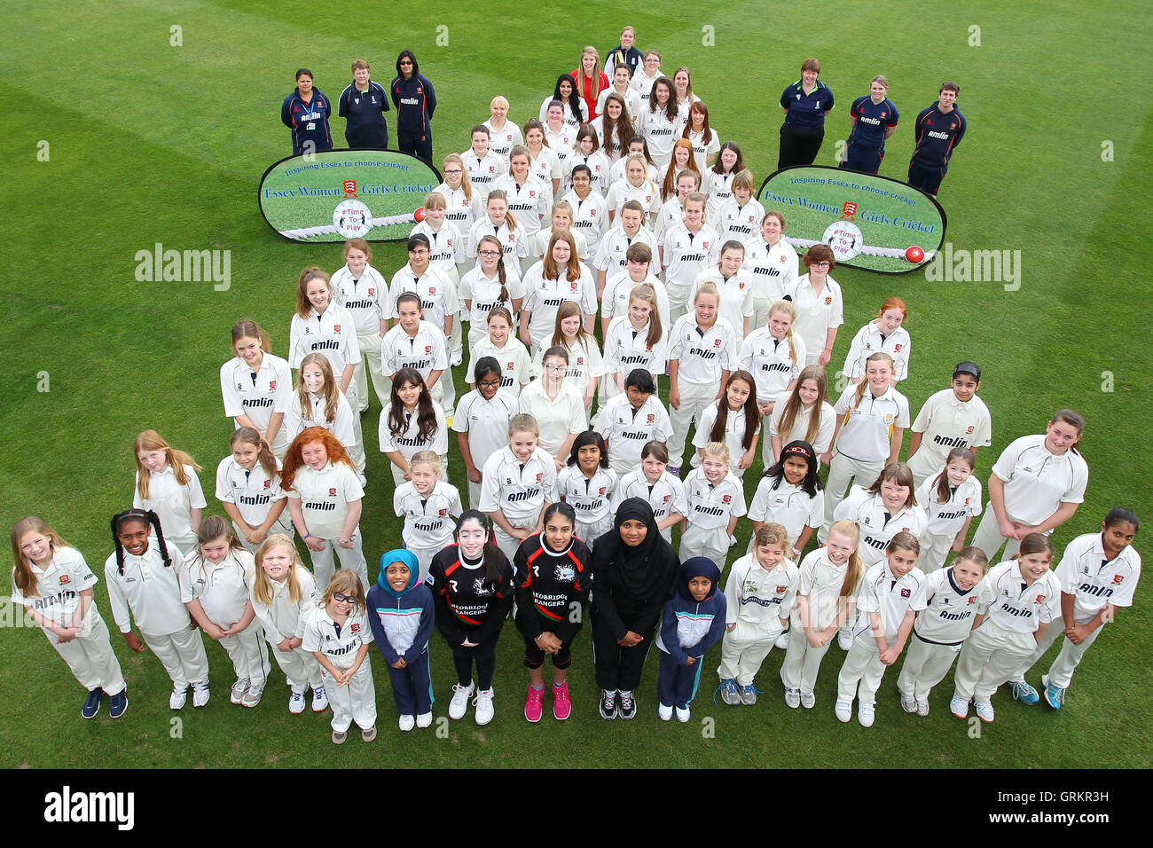 Essex Cricket donne e ragazze Pyramid - Essex CCC donne e ragazze premere giorno presso l'Essex County Ground, Chelmsford - 11/04/14 Foto Stock