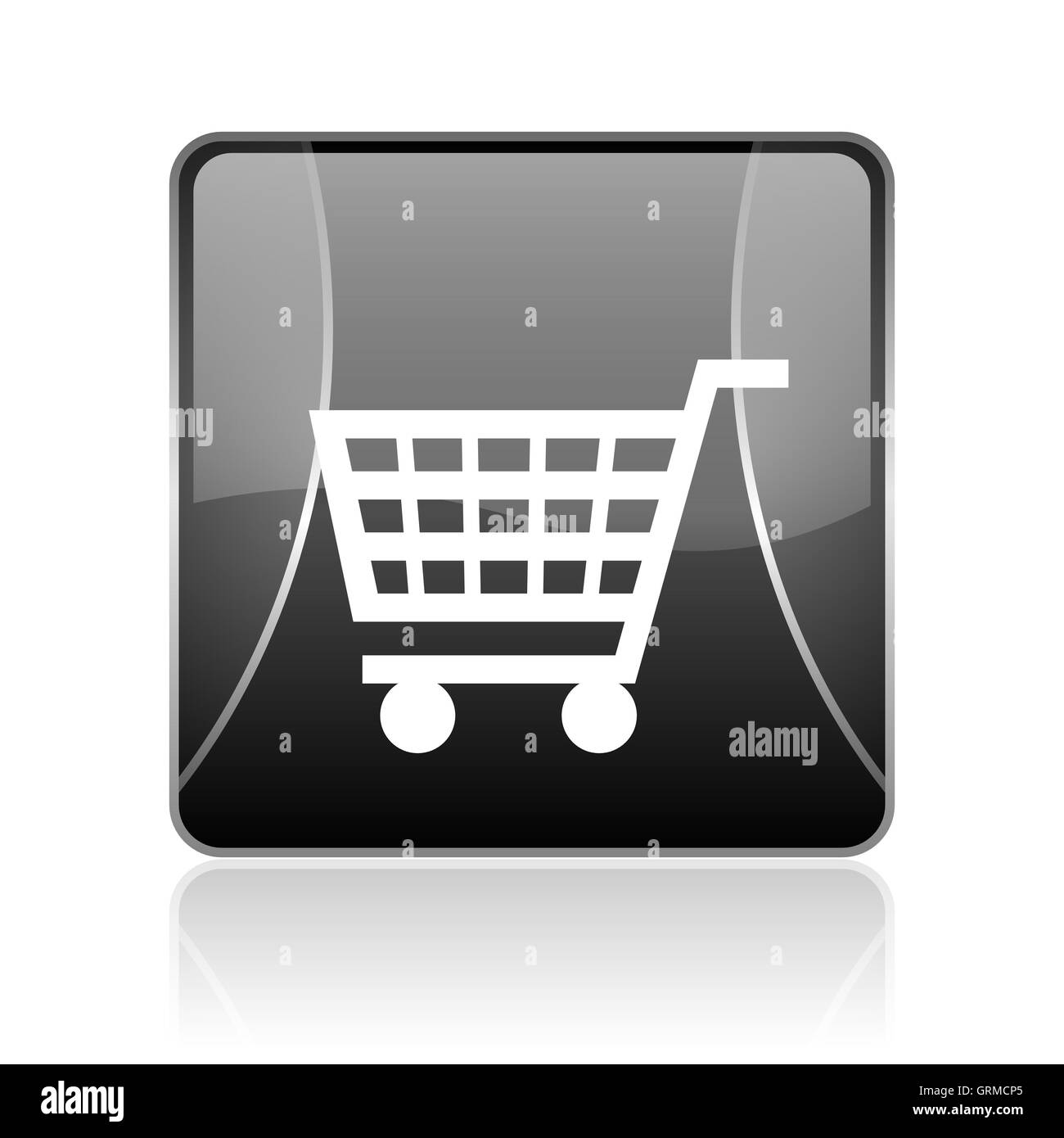 Carrello quadrato nero web icona lucida Foto Stock