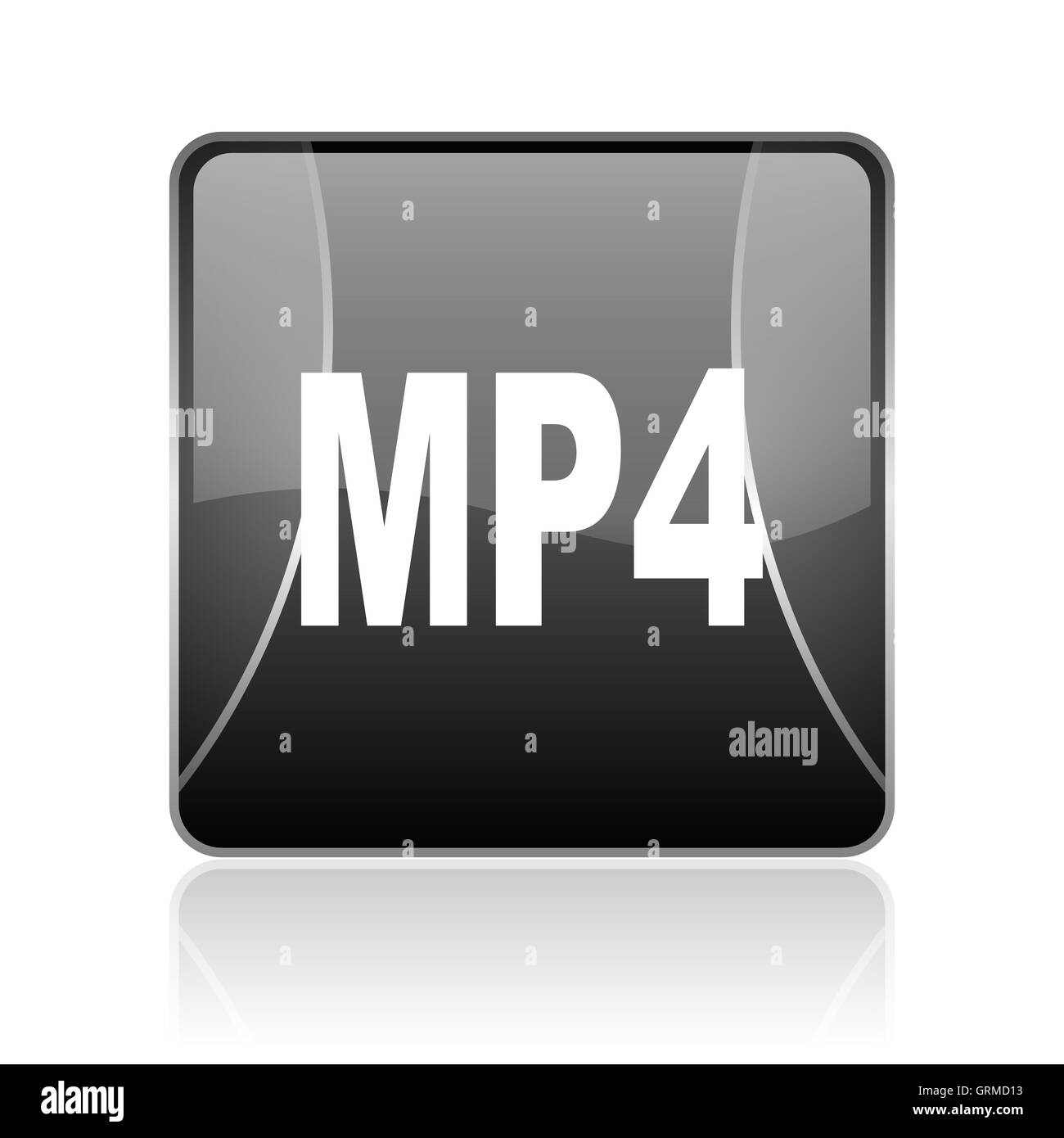 Mp4 quadrato nero web icona lucida Foto Stock
