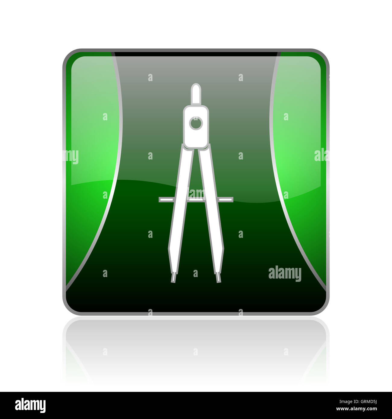 L'e-learning in bianco e nero e verde piazza web icona lucida Foto Stock