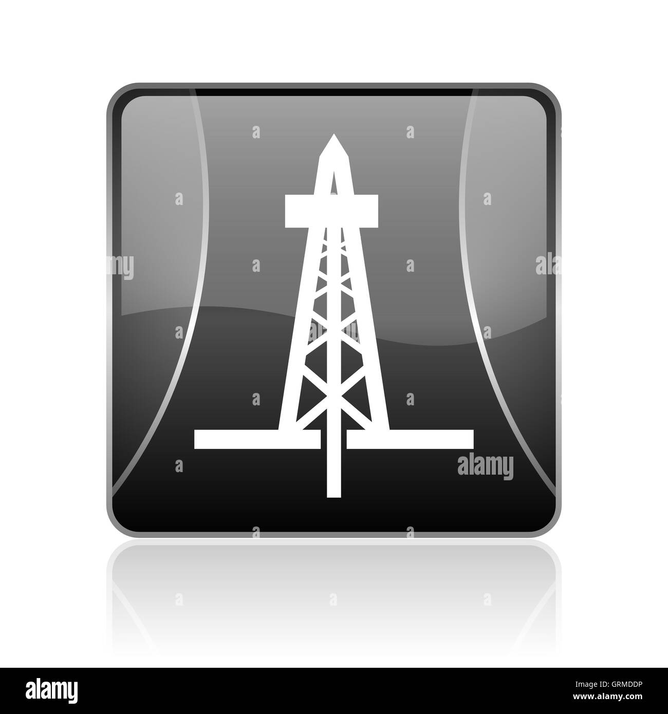 Foratura quadrata nera lucida web icon Foto Stock