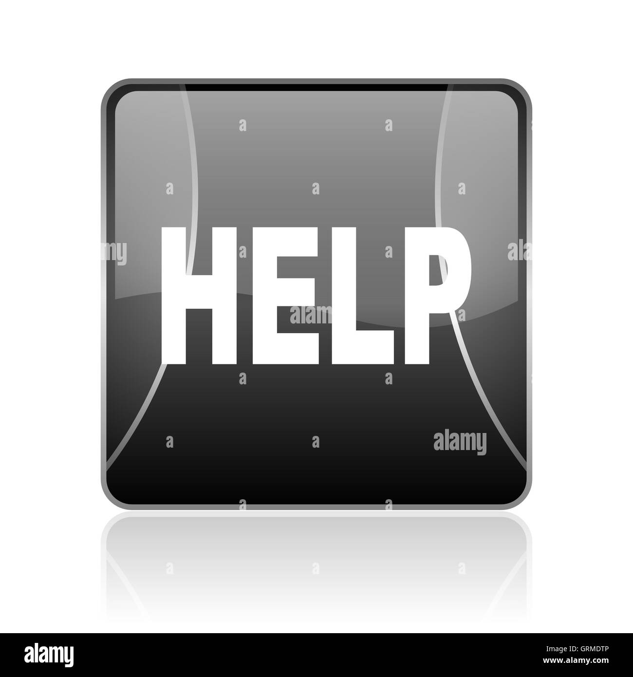 Aiutare quadrato nero web icona lucida Foto Stock