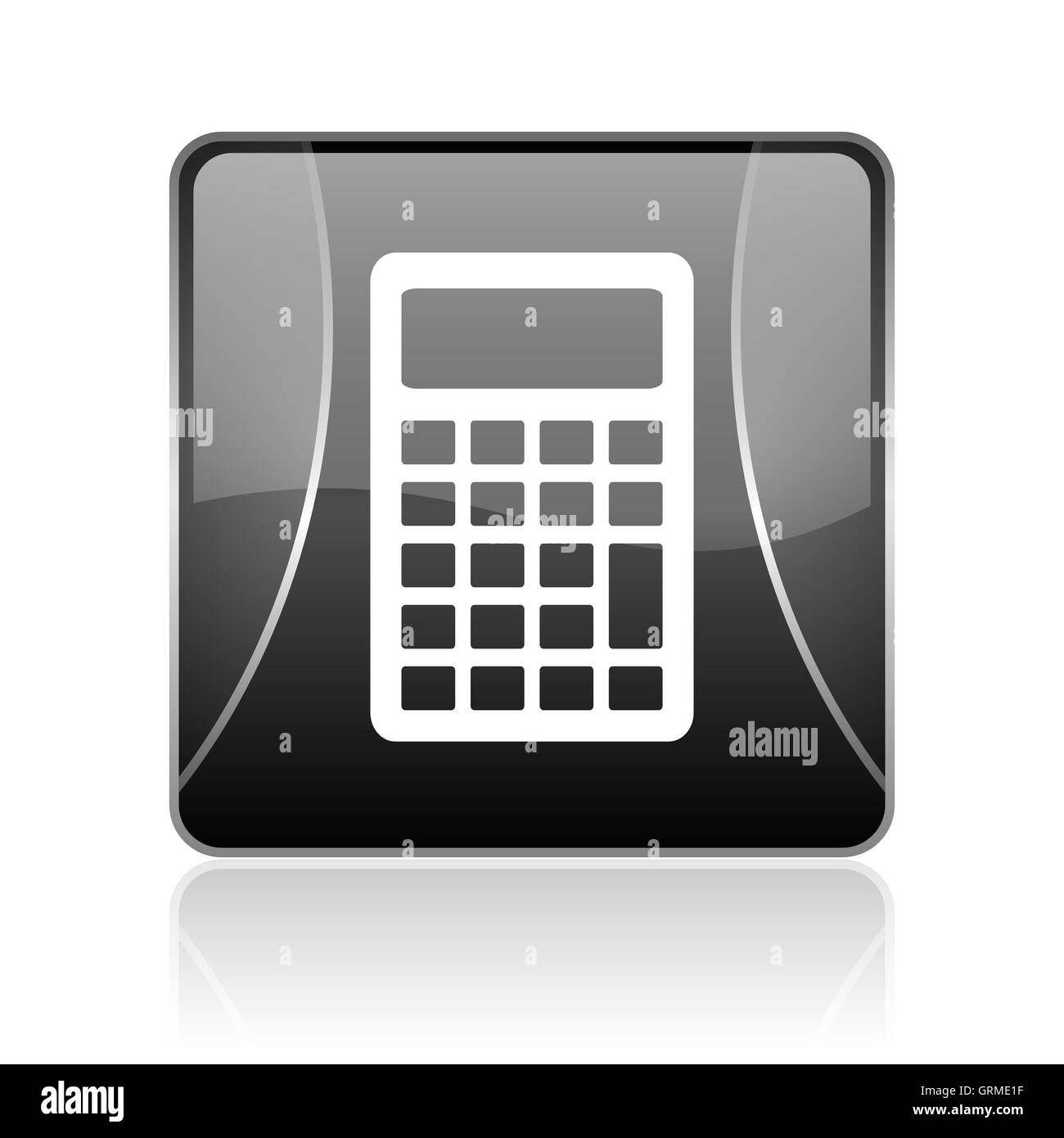 Calcolatrice quadrato nero web icona lucida Foto Stock