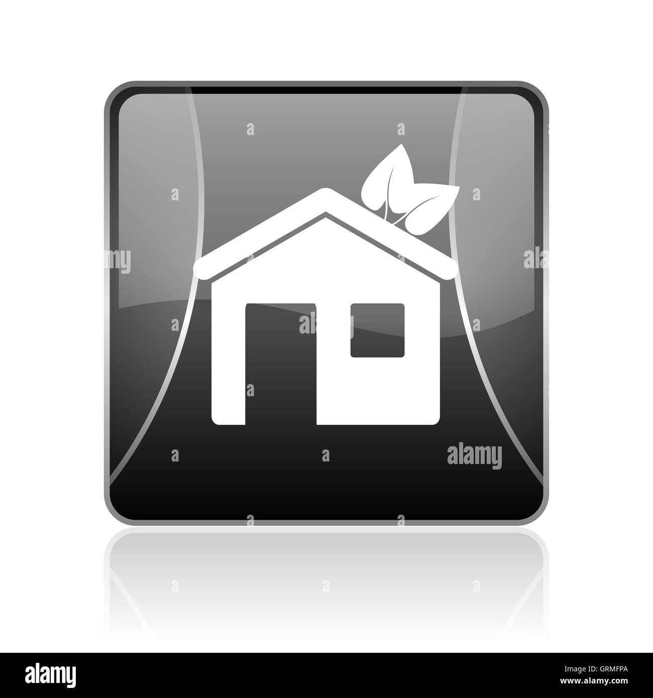 Home quadrato nero web icona lucida Foto Stock