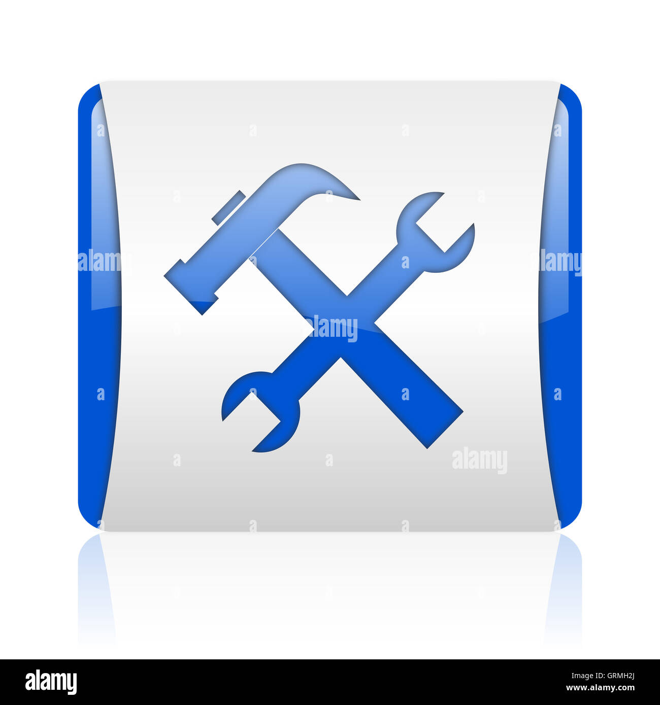 Strumenti blue square web icona lucida Foto Stock