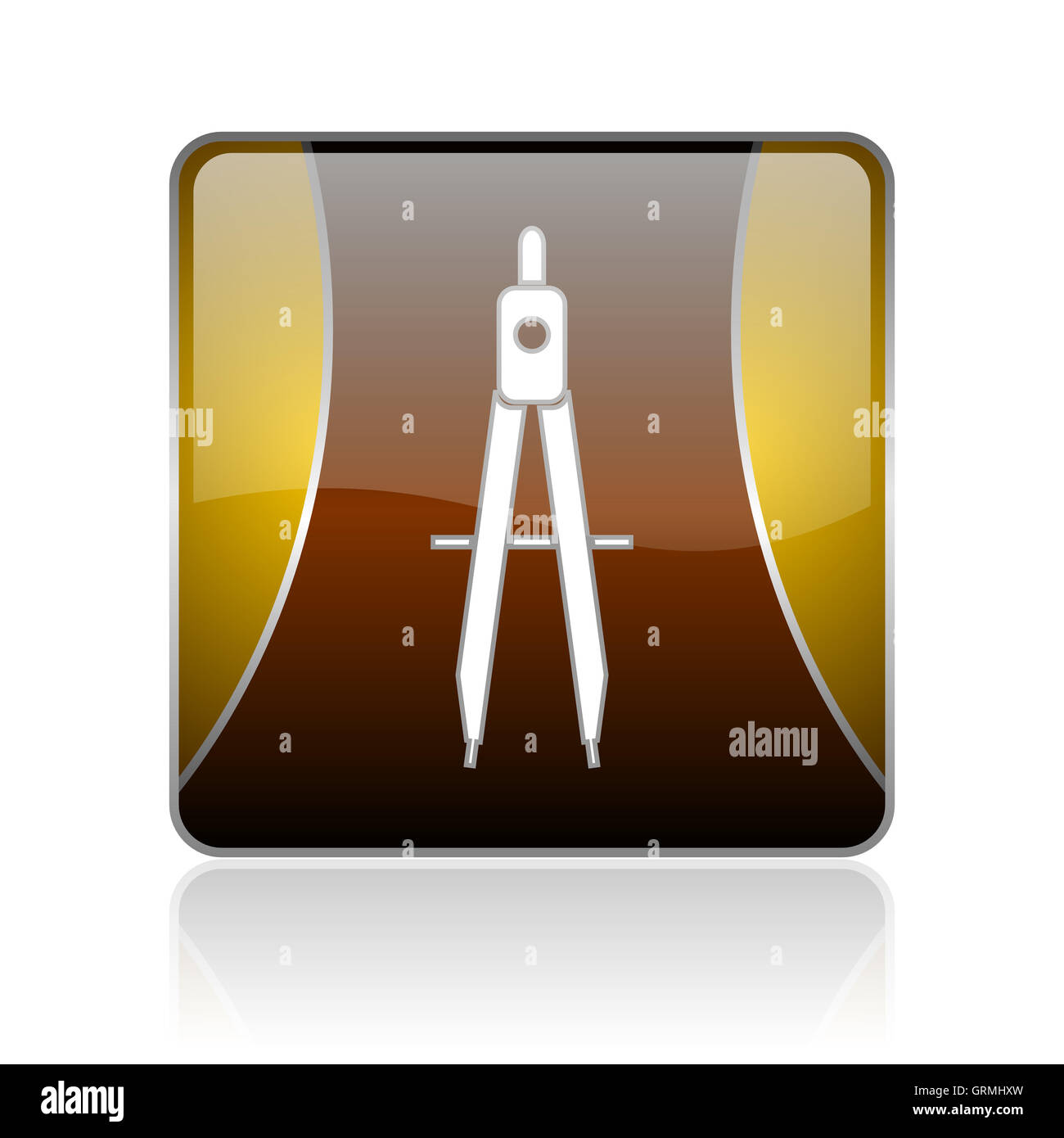 L'e-learning golden square web icona lucida Foto Stock