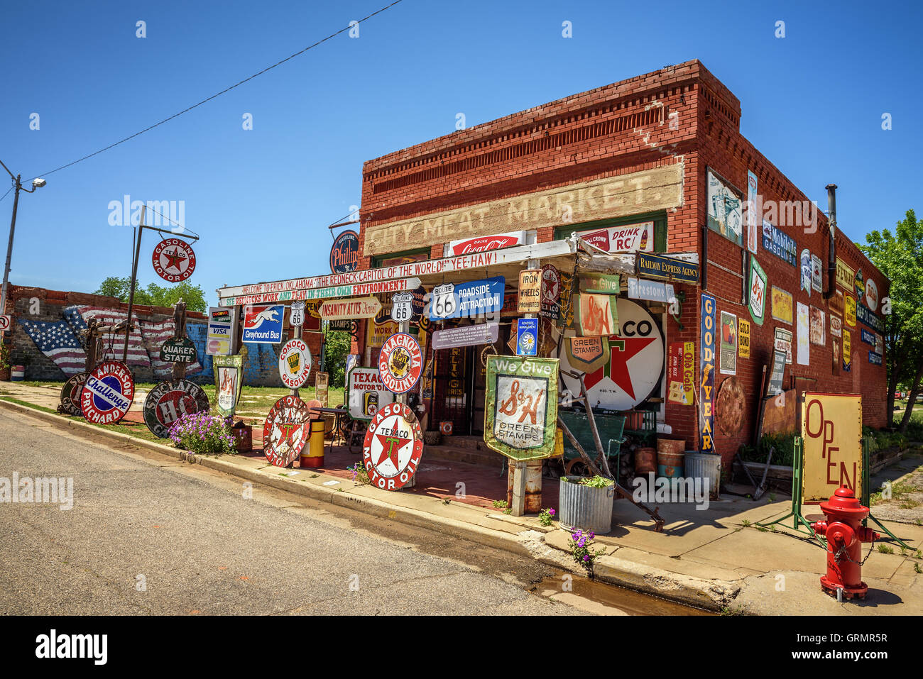 Sandhills curiosità Shop situato in Erick la più antica costruzione - la città mercato di carne. Foto Stock