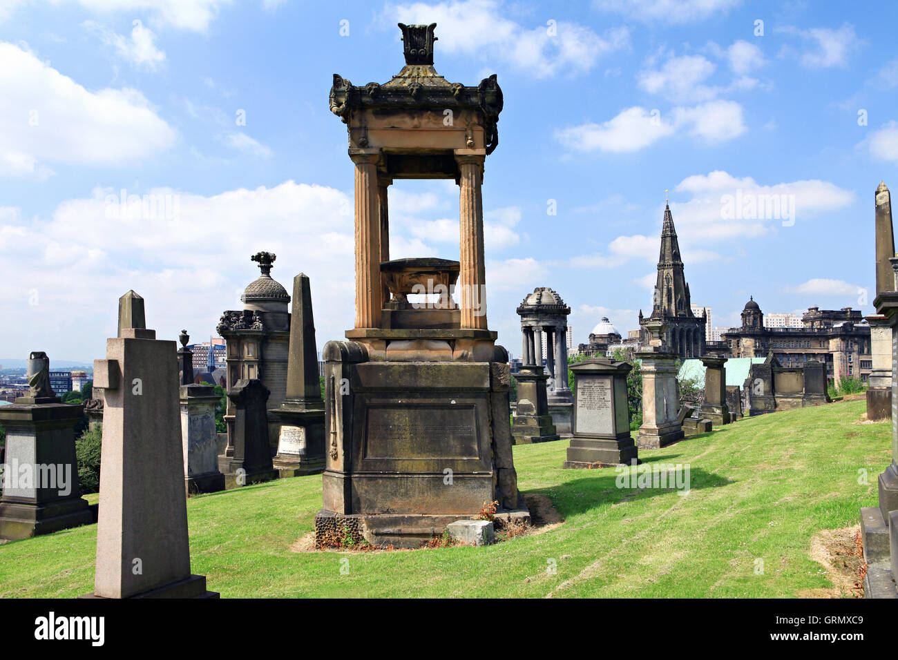 Storico cimitero di Glasgow - Necropoli. Glasgow, Scotland, Regno Unito Foto Stock