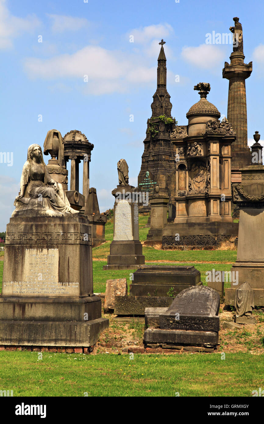 Storico cimitero di Glasgow - Necropoli. Glasgow, Scotland, Regno Unito. Foto Stock