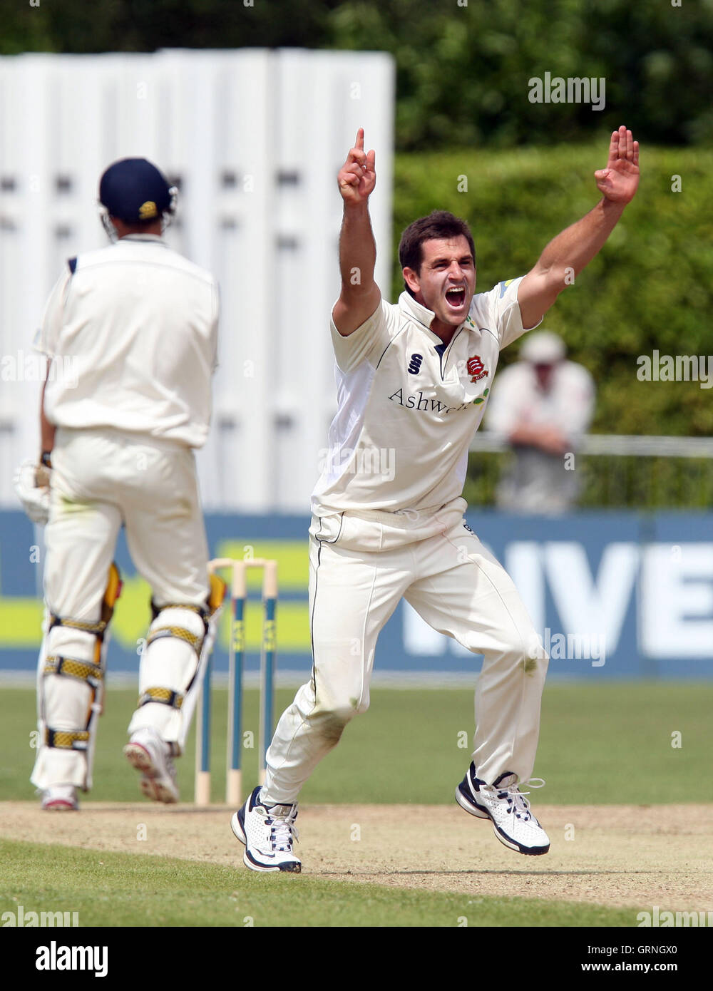 Ryan dieci Doeschate Essex di rivendicazioni del paletto di Simon Cook di Kent - Kent CCC vs Essex CCC - LV del grillo della contea di Divisione del Campionato due alla massa Nevill, Tunbridge Wells, Kent - 17/06/09 Foto Stock