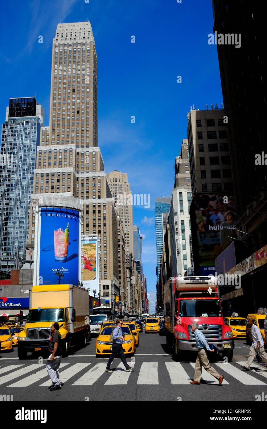 La vista di Manhattan a West 34th Street e la 7th Avenue.New York City,USA Foto Stock