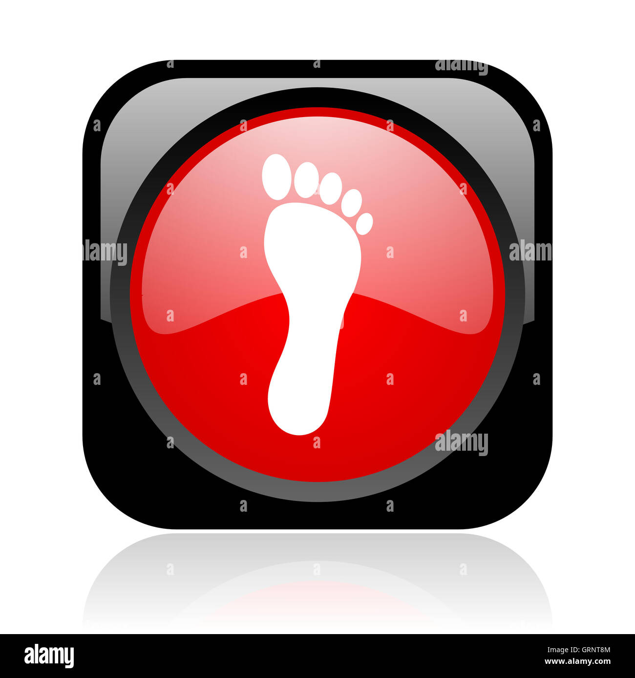 Footprint e nero quadrato rosso web icona lucida Foto Stock