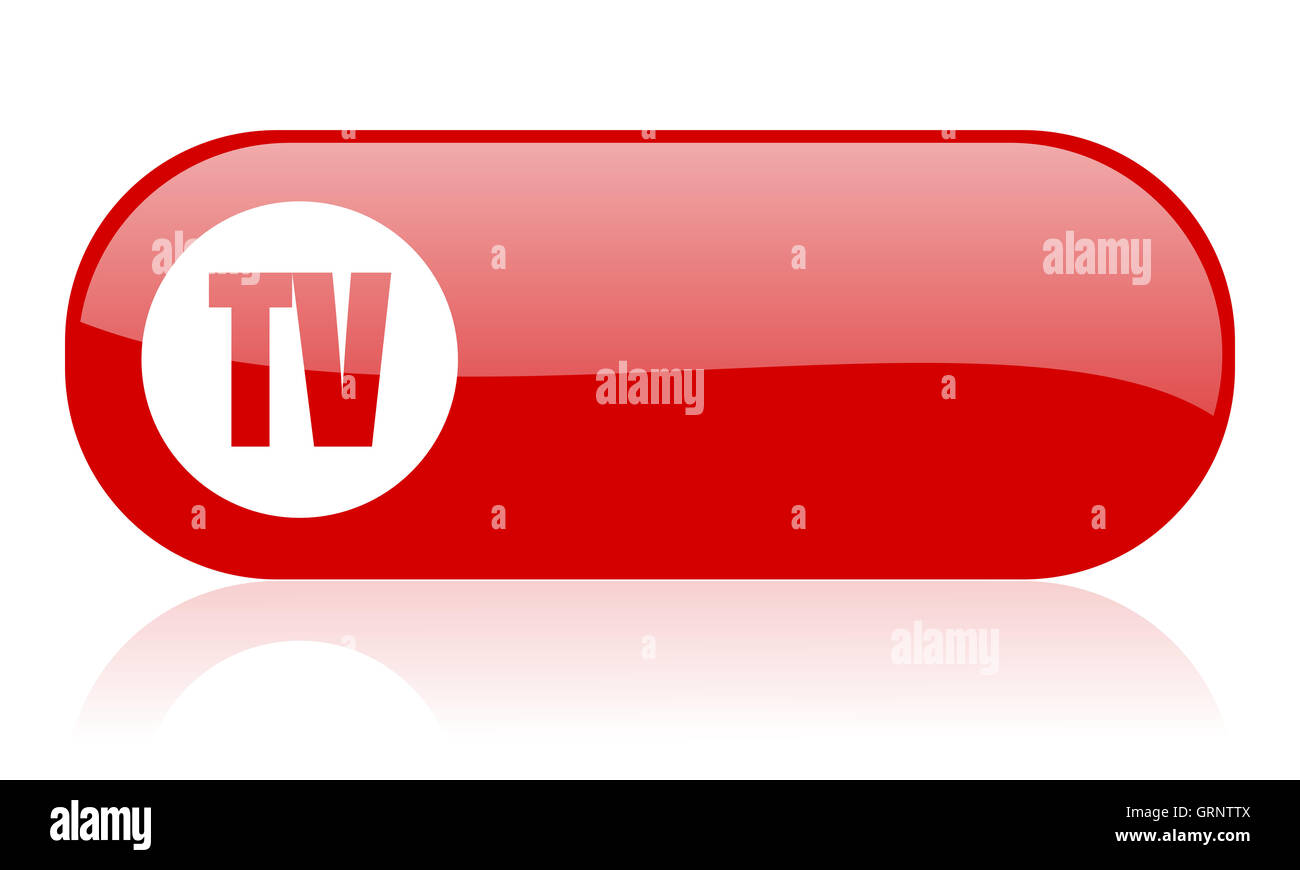 Tv web rosso icona lucida Foto Stock