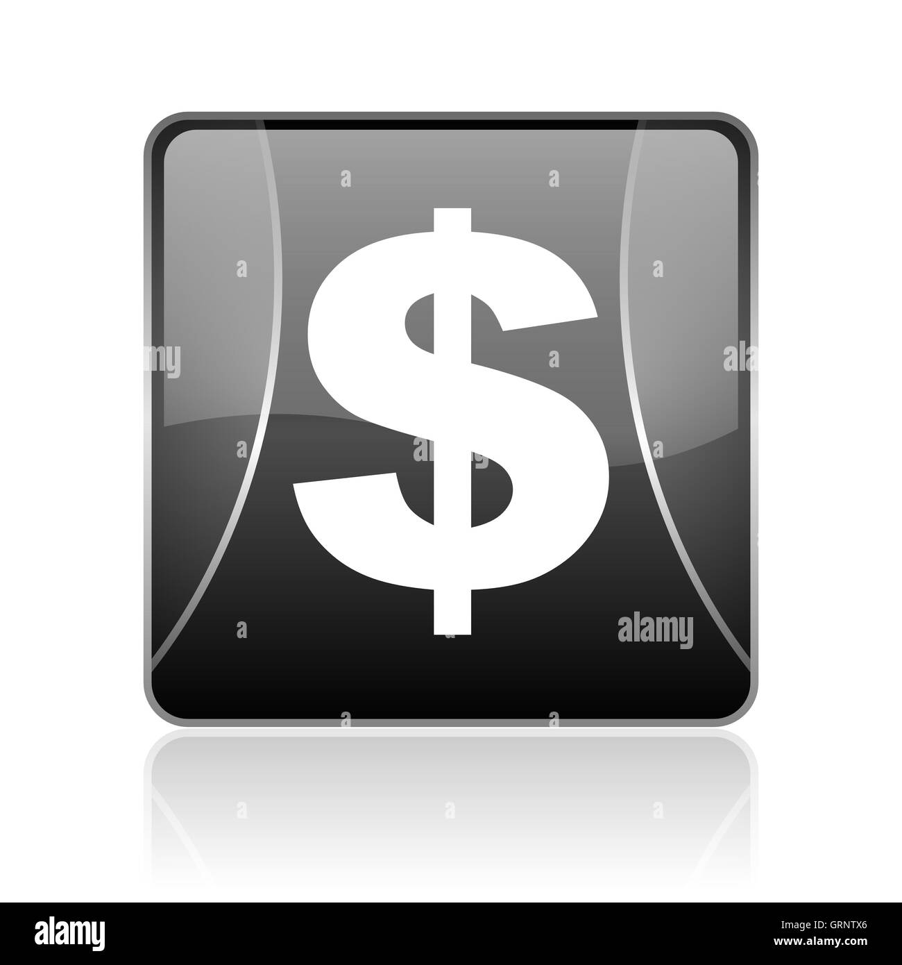 Us dollar quadrato nero web icona lucida Foto Stock
