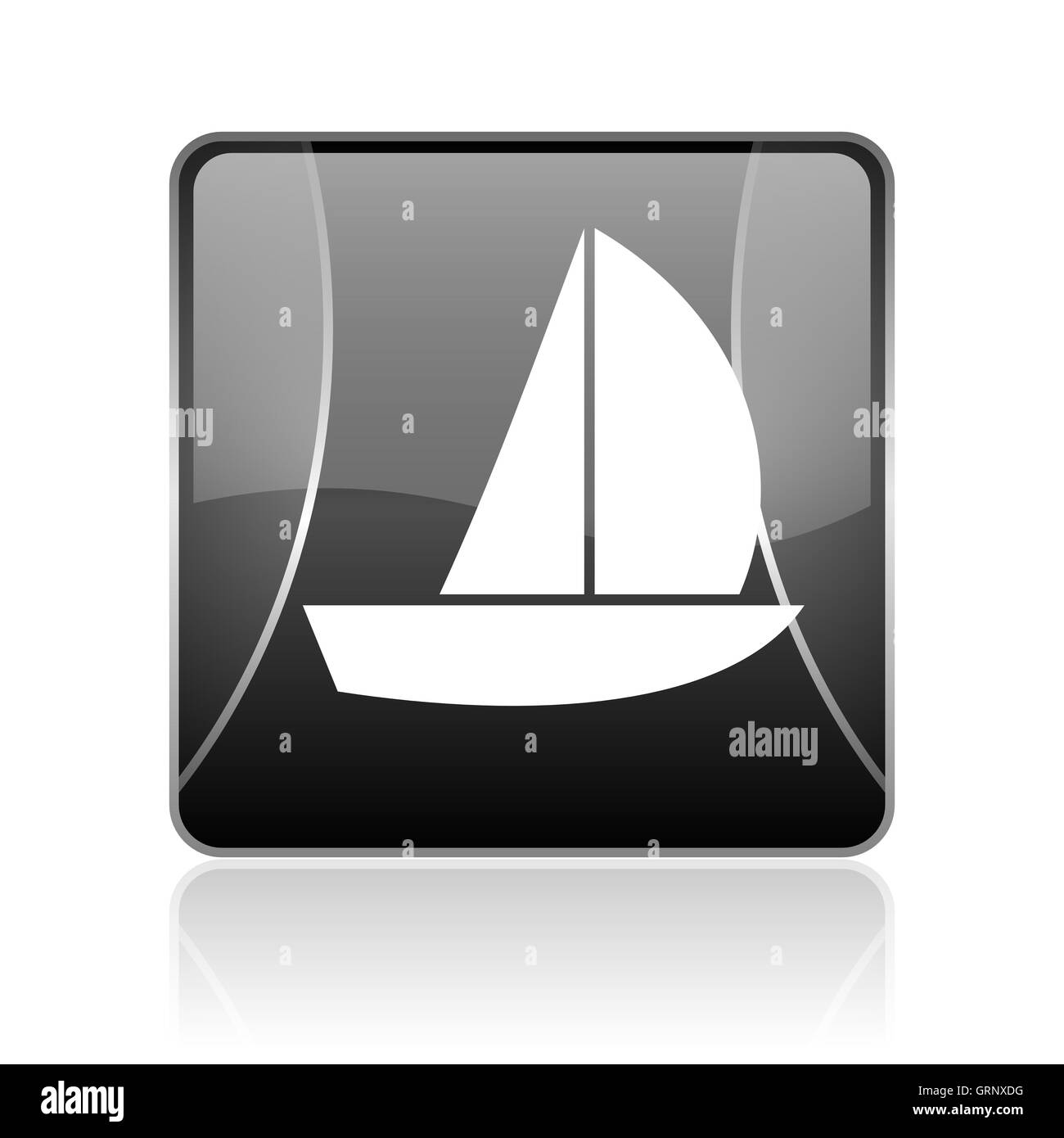 Yacht quadrato nero web icona lucida Foto Stock