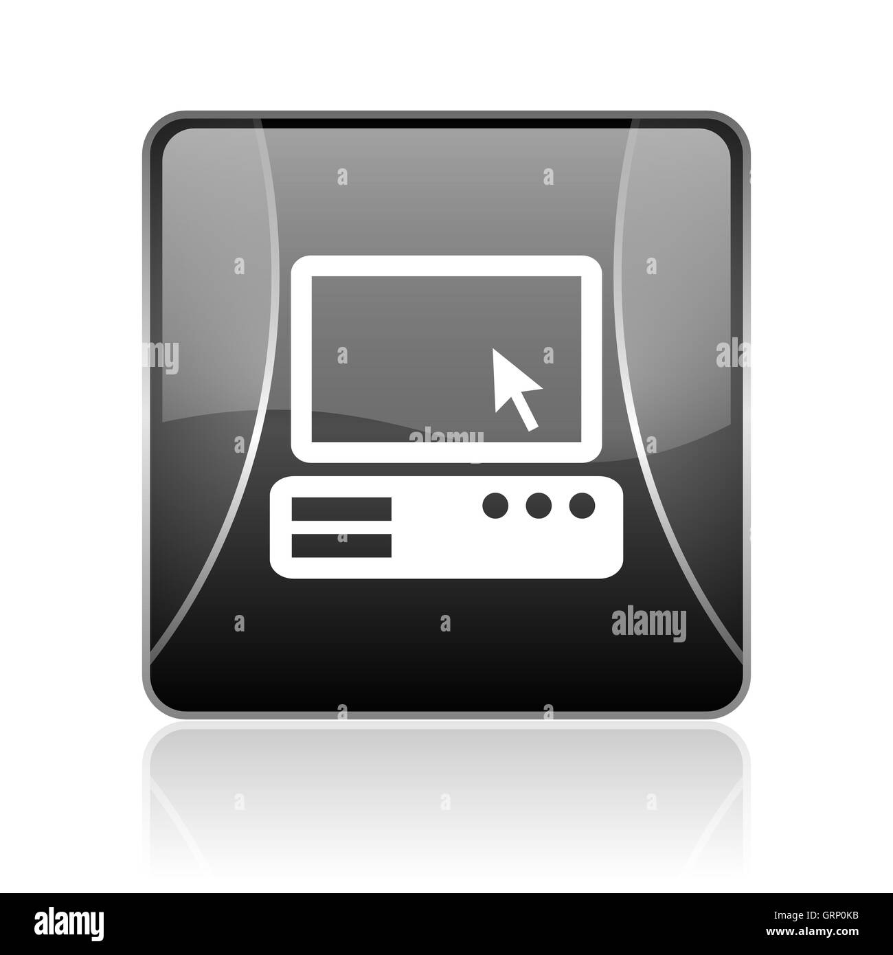 Pc quadrato nero web icona lucida Foto Stock