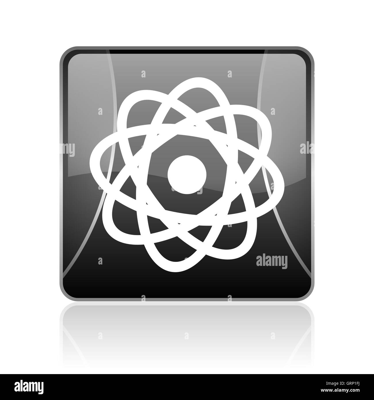 Atom quadrato nero web icona lucida Foto Stock