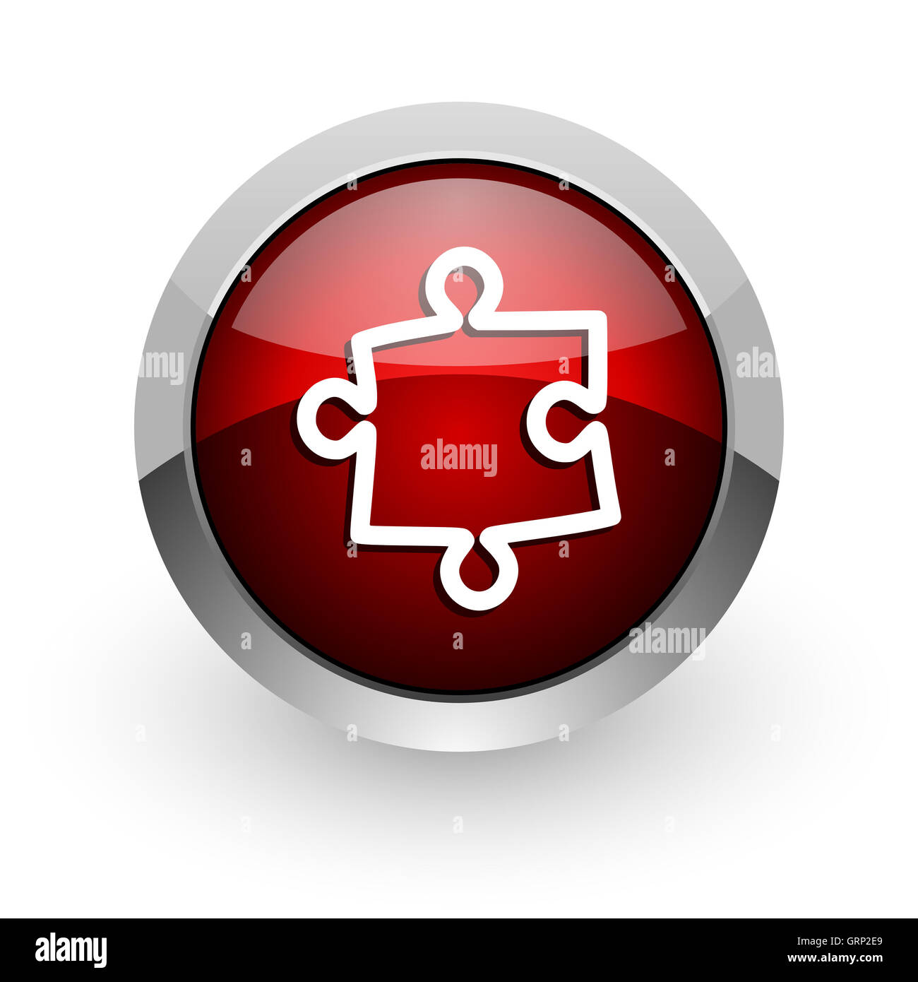 Puzzle cerchio rosso web icona lucida Foto Stock