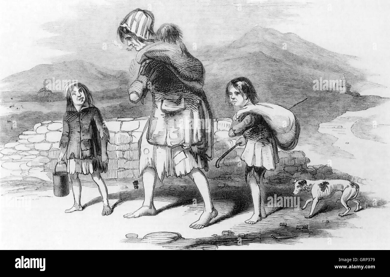 Patate irlandesi carestia (1845-1852) in una incisione 1846 Foto Stock
