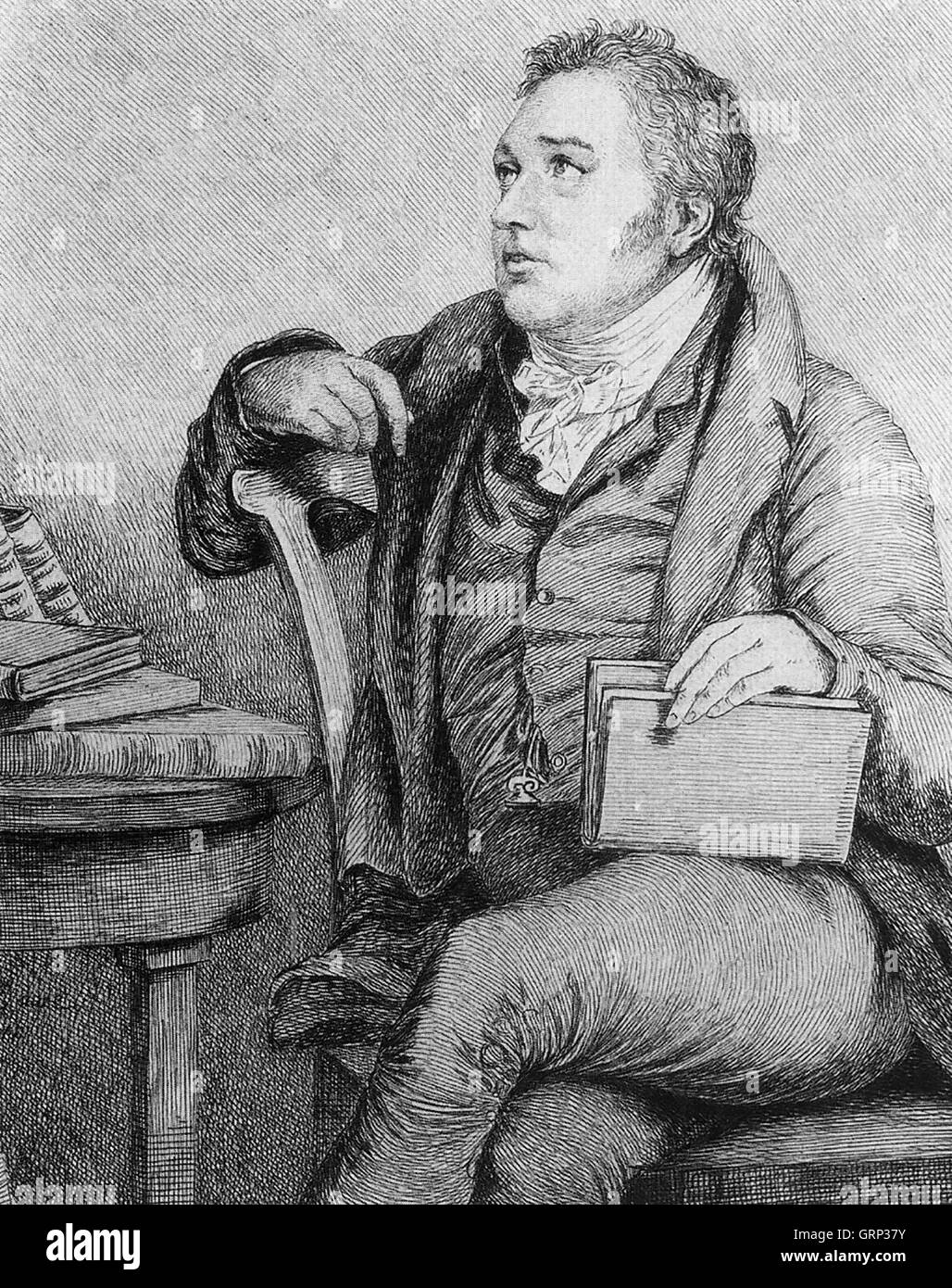 SAMUEL COLERIDGE (1772-1834) poeta inglese da una incisione sulla base di un dipinto di George Dawe circa 1812 Foto Stock