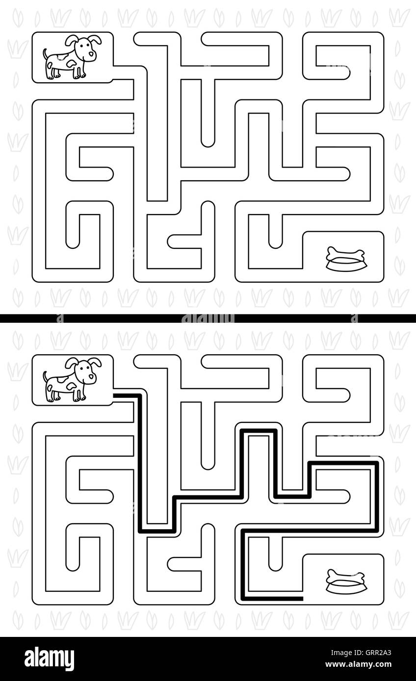 Labirinto di cane facile Illustrazione Vettoriale